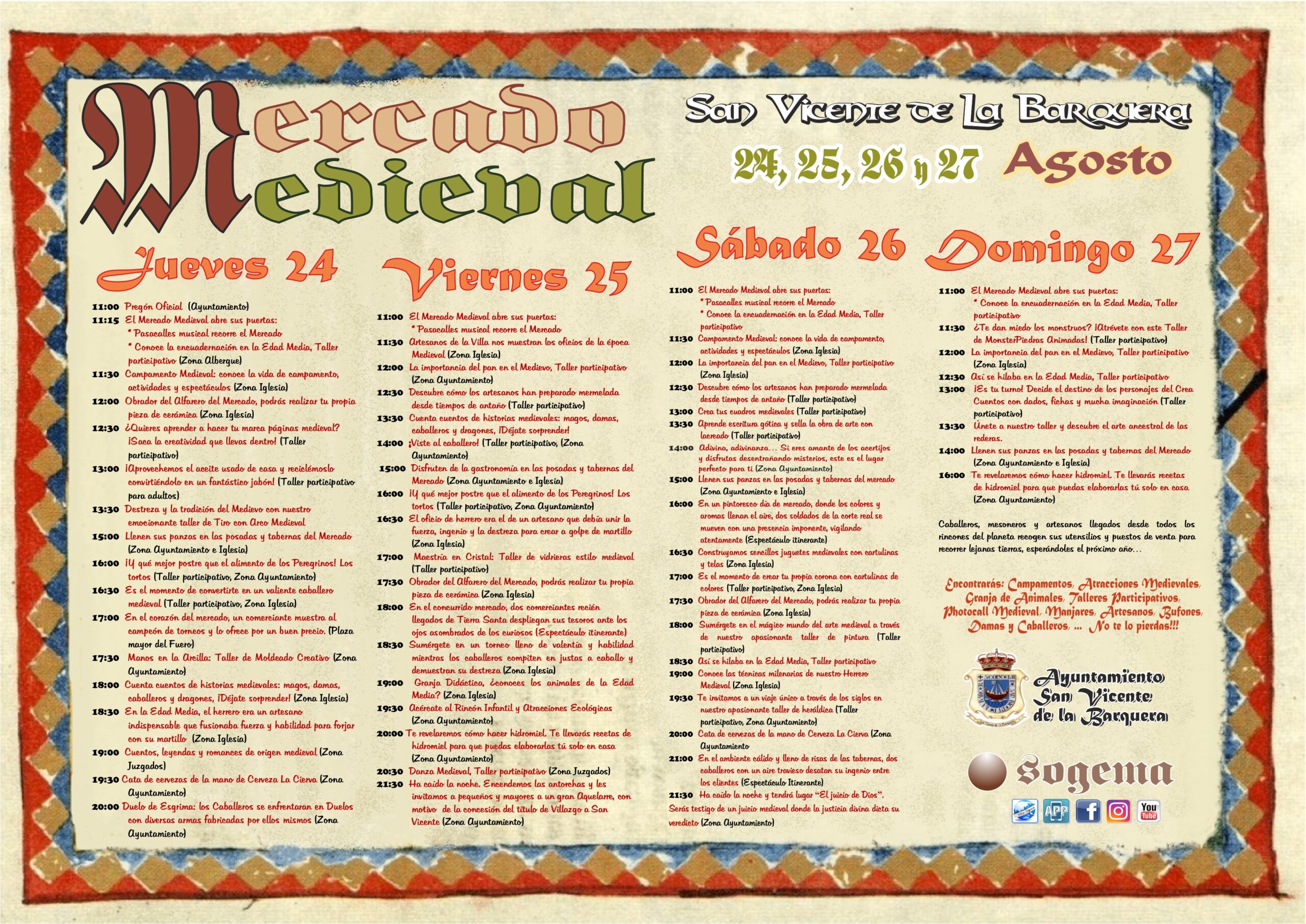 PROGRAMACIÓN MERCADO MEDIEVAL SAN VICENTE